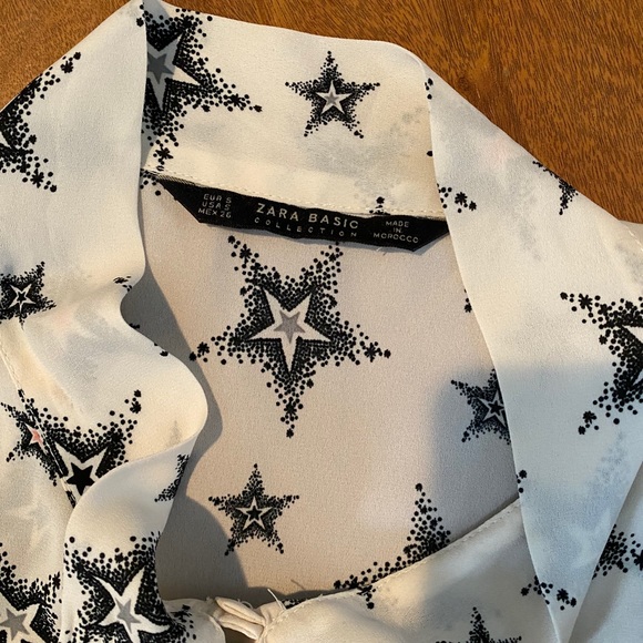 Zara Star top with bow black and white blouse - Picture 5 of 7